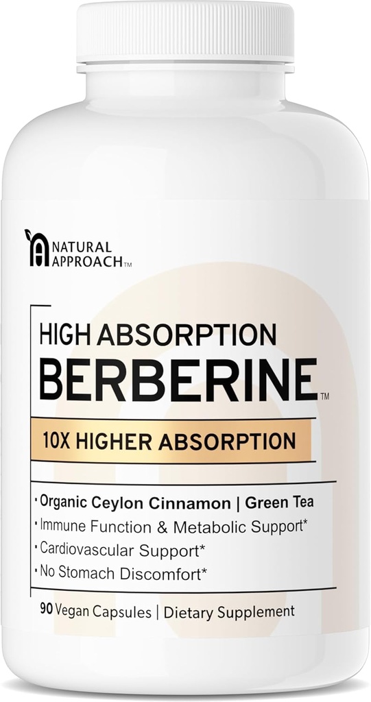 High Absorption Berberine Phytosome - 10X Más Bioavailable  Apoyo metabólico para Mujeres &amp; Hombre ← Ceylon Cinnamon + Green Tea Extract ← Berberis Aristata Supplement  90 Capsules