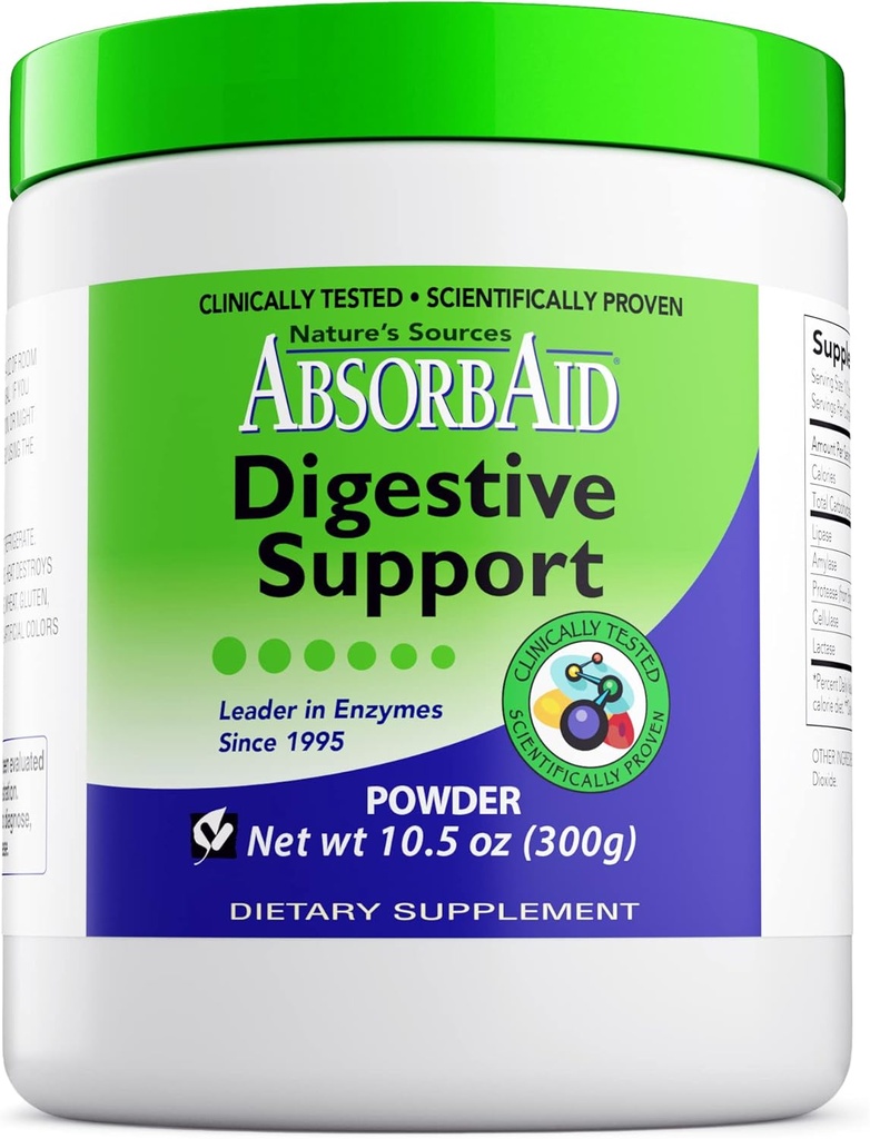 AbsorbAid Digestive Enzymes 300 Grams, Provenido para Aumentar la Absorción Vital Nutrient por hasta 71%