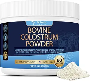 Totaria Bovine Colostrum Suplemento Polvo para Gut Health, Hair Growth, Beauty and Immune Support - USA Farm Grass Fed - No Fillers, GMP Certified Calostro Bovino para Adultos Organico, 60 Servings