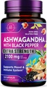 Ashwagandha 2,100 mg - Suplementos de Ashwagandha para mujeres en cápsulas de verduras con extracto de raíz de polvo, cobre negro para alta absorción, planta base, no GMO, embotellado en los EE.UU. - 120 cápsulas de verduras