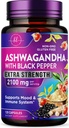 Ashwagandha 2,100 mg - Suplementos de Ashwagandha para mujeres en cápsulas de verduras con extracto de raíz de polvo, cobre negro para alta absorción, planta base, no GMO, embotellado en los EE.UU. - 120 cápsulas de verduras
