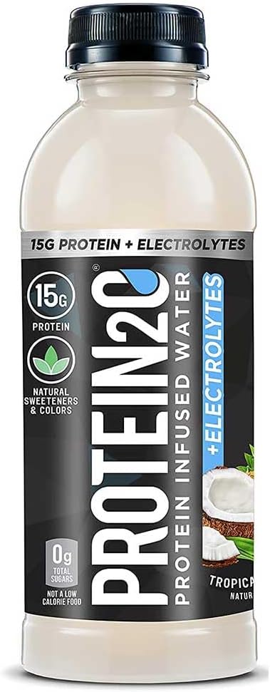 Protein2o 15g Whey Protein Isolate Infused Water Plus Electrolytes, Sugar Free Sports Drink, Ready To Drink, Gluten Free, Lactose Free, Tropical Coconut, 16.9 oz Bottle (12 Conde)
