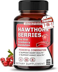 7 in 1 Ultra Hawthorn Berry with Uva Ursi Dandelion Cranberry Apple Sider Vinegar - Heart, Kinney Health Support