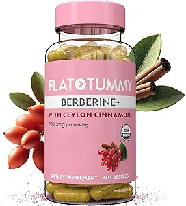 Plano de Tummy Berberine Plus Suplemento, 1200mg Berberine Por Serving, Post GLP-1 Berberine Suplemento, Berberina orgánica con canela de Ceylán, 4:1 Potency – 60 cápsulas