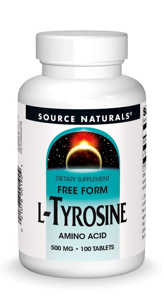 Fuente Naturales L-Tyrosina - Suplemento de Aminoácidos de Forma Libre - 100 Tablas