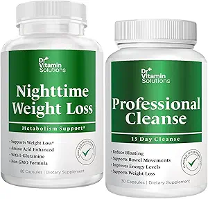 DR VITAMIN SOLUTIONS Nighttime Fat Burner &amp; 15 Day Cleanse for Bloating &amp; Weight Loss, Bundle, 60 Caps
