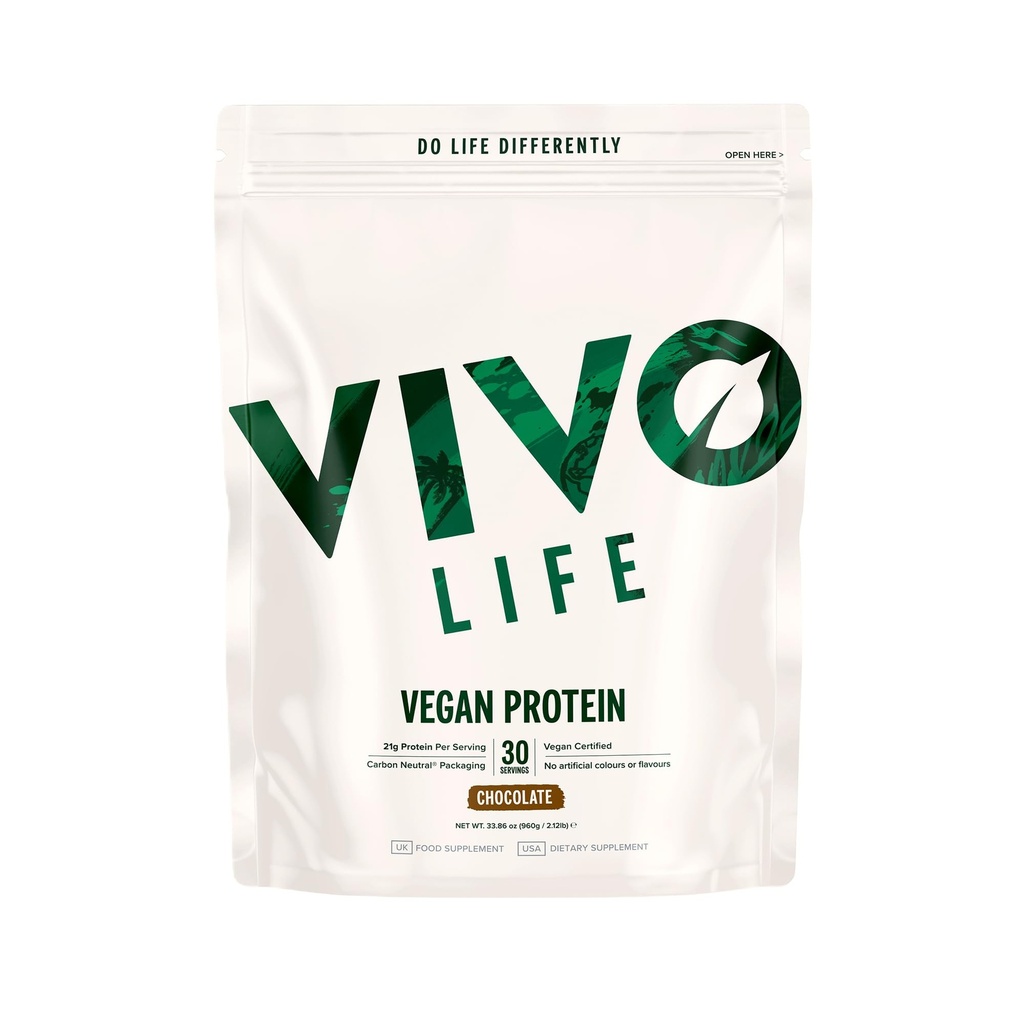 Vivo Vegan Protein Powder - 0,7 oz de Proteína de base vegetal por Scoop, 30 Servimientos (31,7 oz) (Vanilla) (31,7 oz, Vanilla)
