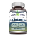 Fórmulas increíbles L-Glutamine Amino Acid Suplemento TEN 500 Mg TENIDO Cápsulas Silencio No-OMG ANTE Gluten-Free TEN Made in USA (1 Pack TENIDO 120 Cuenta)
