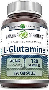 Fórmulas increíbles L-Glutamine Amino Acid Suplemento TEN 500 Mg TENIDO Cápsulas Silencio No-OMG ANTE Gluten-Free TEN Made in USA (1 Pack TENIDO 120 Cuenta)