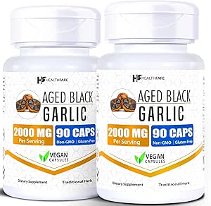 Saludfare Aged Black Alic Supplement Pills ← 2000mg Equivalent tención 2 Botellas, 180 Vegan Capsules ← Fermented Odorless Ajo Extract ← Non-GMO, Gluten-Free Silencio Made in USA