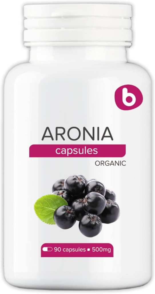 Cápsulas de Berry de Aronia Orgánica – Suplemento de Chokeberry Negro con Anthocyanins Naturales & Polyphenols – Soporta el Sistema Immune – de Aronia Berries Polvo – No GMO – 500 mg, 90 Cápsulas Veganas