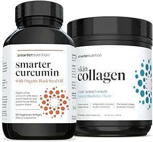SMARTERNUTRITION Curcumin - Potency and Absorption + Smarter Skin Collagen - Triple Fórmula de acción para la piel viva