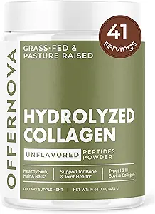 Hidrolyzed Collagen Peptides Powder - 100% Pure, Grass Fed &amp; Unflavored for Women &amp; Hombre – for Healthy Bones, Joints, Hair & Skin – Colageno Hidrolizado en Polvo Piel, Cabello y Articulaciones
