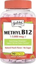 Gutcha Vitamina B12 5000 mcg, Bioactive Methylcobalamin, para Nerve, Heart, Brain Health & Energy Production, Non GMO, No Sugar, No Gluten, Natural Peach Flavor, 90 Vegan & Fast Dissolve Tablets