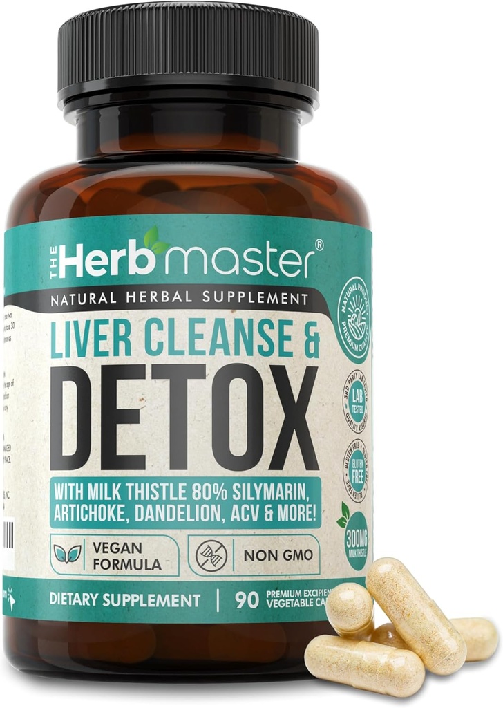 Nora Ross Herbmaster Liver Cleanse Detox " Repair – 27-in-1 Herbal Liver Support Supplement for Men " Women – Milk Thistle Supplement w/Artichoke Extract, Choline, Zinc " Dandelion Root – 45