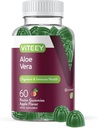 Viteey Aloe Vera Gummies for Adults - 50mg - Ayudas en la Digestión y la Salud Inmunitaria - Suplemento Aloe Vera - Vegan, Gelatin Gratis, Gluten Gratis, GMO Gratis, Tasty Chewable Raspberry Flavored Gummy