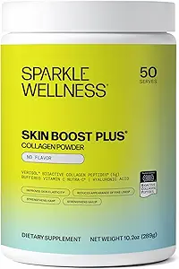 Sparkle Wellness VERISOL Bioactive Hydrolyzed Collagen Peptides  Collagen Powder Suplemento con Vitamina C &amp; Hyaluronic Acid for Hair, Skin y Nail Health ← Skin Boost Plus (No Flavor) [50-Serves]