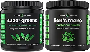 NutraChamps Greens Super Food Powder &amp; Lion's Mane Powder