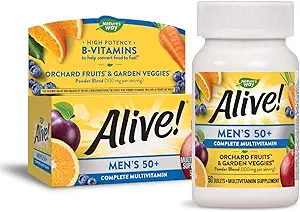 ¡El Camino de la Naturaleza Alive! Hombres 50+ Multivitamina completa, alta potencia B-Vitamins, 50 Tabletas