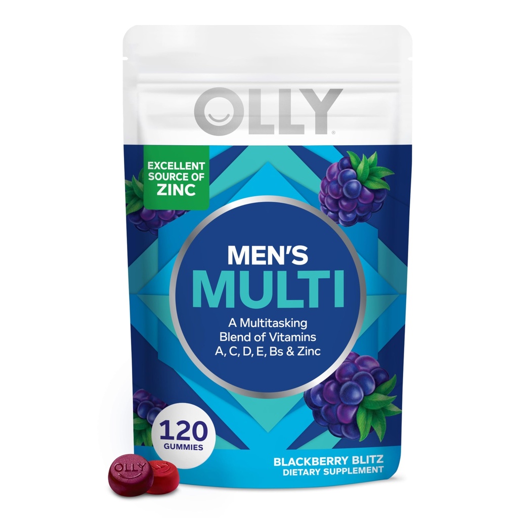 OLLY Multivitamin Gummy, Immune Support, Vitaminas A, C, D, E, B, Lycopene, Zinc, BlackBerry, 60 Day Supply - 120 Count