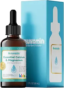 Nuvamin – Liquid Calcium &amp; Magnesium Drops for Baby, Toddlers, Kids, &amp; Adults, 2Fl.Oz (60ml), 30 Daily Servings. Gran sabor - Todo Natural - Vegan - Absorción Superior