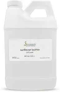 SUNFLOWER LECITHIN Liquid Oil ← Cold Pressed Unrefined ← USP Grade Unbleached 100% Pure Natural Sunflower Lecithin Oil ← Skin Moisturizer, Soap Making, Lotion ← 64 fl oz