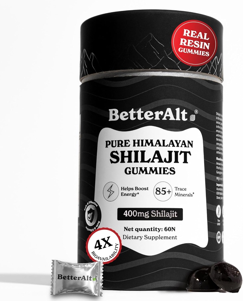 Better Alt Pure Himalayan Shilajit Gummies with 100% Shilajit |High Potency Gold Grade| 60 Gummies for Energy Boost & Immune Support, 75%+ Fulvic Acid| Travel Friendly - Tamarind Flavor