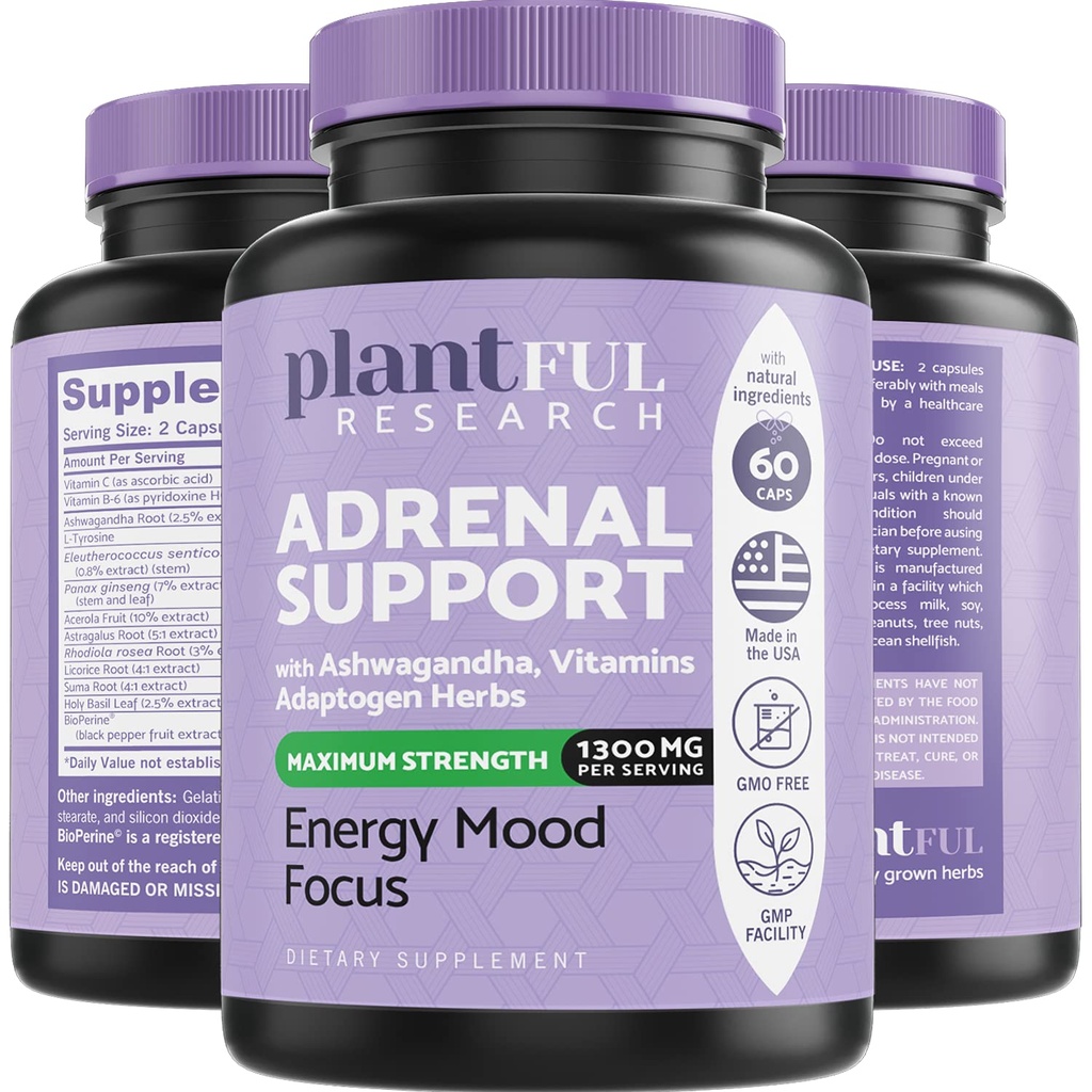 Soporte Adrenal " Cortisol Manager Supplement Ultra High Purity Adaptogens, Ashwagandha Extract, Rhodiola Rosea Capsules for Natural Energy, Fatigue, Mood Boost Non GMO
