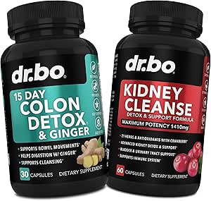 Colon Cleanser Detox " Kidney Cleanse - 15 días Colon Cleanse Pills with Ginger " Kidney Detox Support Supplement Cranberry - Bowel Movement Supplements for Intestinal Stomach Bloating Gut & Kidneys