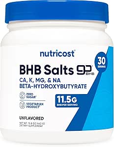 Nutricost Keto BHB Ketones Exógenos 4-en-1 (30 Servings) 12g Beta-Hydroxybutyrate (BHB) Por Serving, (Unflavored) - Ketone Salts