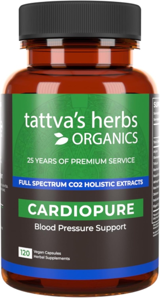 Herbs Cardiopure Herbal Ayurvedic Supplement, Ashwagandha, Rauwolfia, " Arjuna Full Spectrum Co2 Extracts, Veggie Capsules, 120 Conde