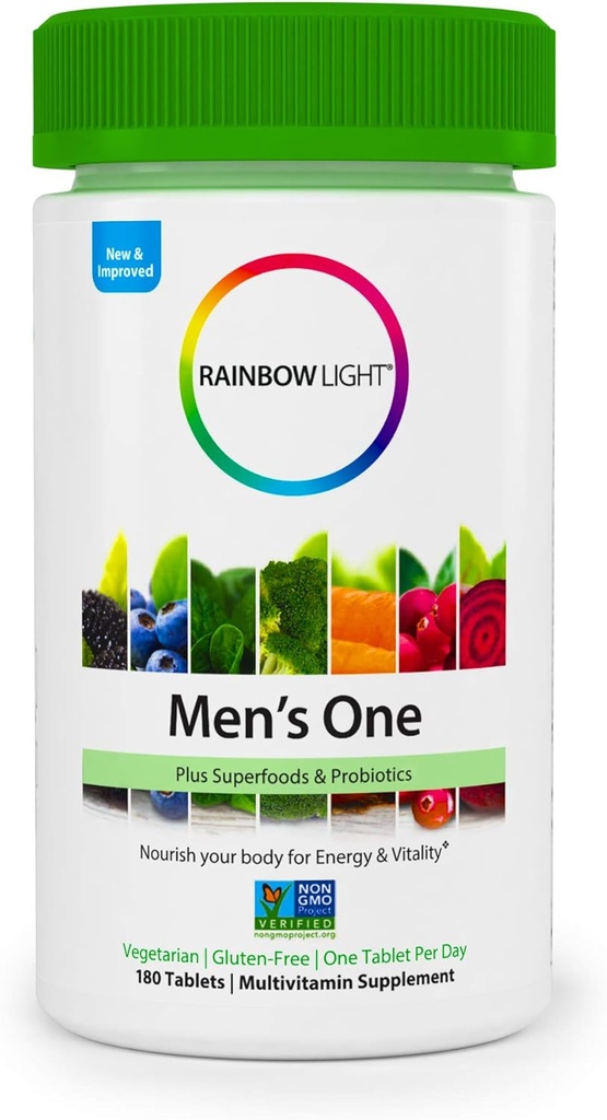 Rainbow Light Men's One Multivitamin Supplement Netcount (180 Tablets), 180Count