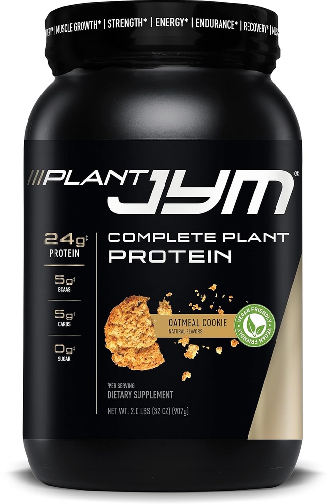 Plant JYM Oatmeal Cookie Gourmet Dairy Free Plant Protein for Recovery, 5g BCAA, Lactose Free, Gluten Free for Men &amp; Women 2lbs