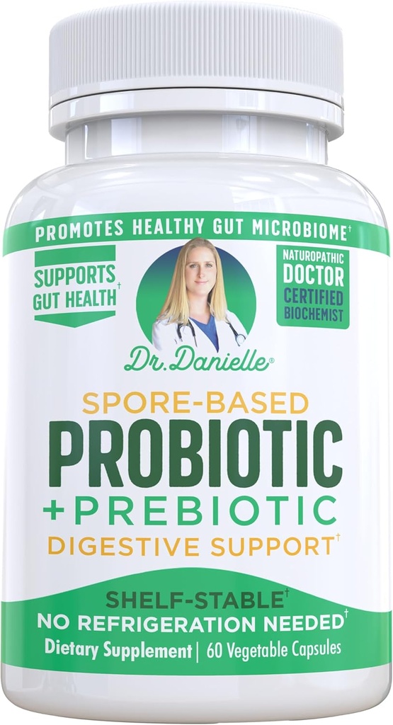 Dr. Danielle Probiótico - Probióticos para Mujeres y Hombres, Adultos por Dr. Danielle - Suplemento Probiótico Estable - No Necesario de Refrigeración - Bacillus - 60 cápsulas