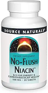 Fuente Naturales Niacina sin gluten, B-3 para la salud cardiovascular* 500 mg - 30 Tabletas