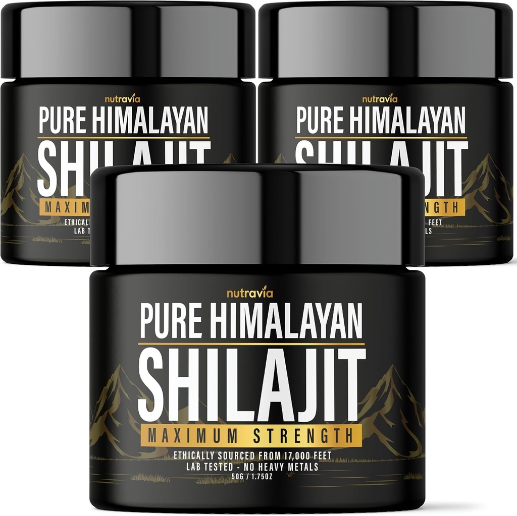(3 Pack) Shilajit Pure Himalayan Organic Resin - Natural Authentic Lab Tested Formula for Hombres, Mujeres - No Heavy Metals - 600mg Max Strength with 85+ Trace Minerals Golden Grade Shilajit Supplement