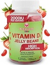 Vitamin D3 Jelly Beans - Chewable Vitamins Gummies for Kids Immune Support - Multivitamin Supplements for Bone & Joint Support - 2,000 IU Vegetarian Gummy - 120 Strawberry Flavor Beans