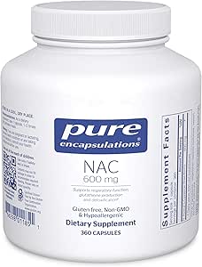 Pure Encapsulations NAC 600 mg - N-Acetyl Cysteine NAC Supplement for Lung Health & Immune Support, Liver Support & Antioxidants* - with Freeform N-Acetyl-L-Cysteine - 360 Capsules