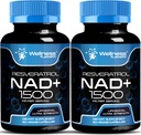 WELLNESS LABSRX NAD Suplemento, 1500mg - Liposomal NAD+ Suplemento con Resveratrol, NAD Plus Boosting - Apoyo a la salud celular, resistencia y envejecimiento saludable - Ultra Strength Capsules, USA Made - 2 Pack