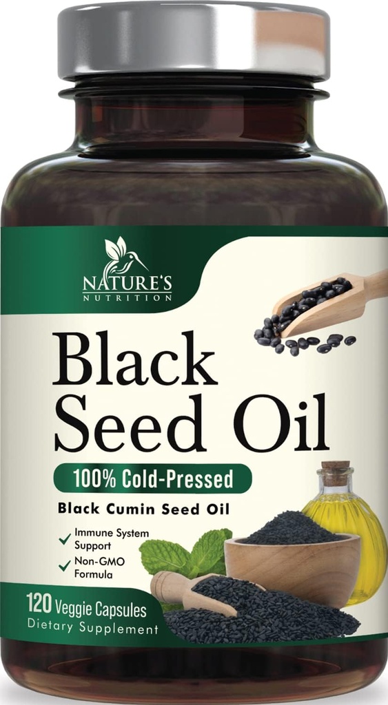 Black Seed Oil Softgels 1000mg - Premium Nigella Sativa Blackseed, Pure Natural Black Cumin Seed Oil & Antioxidant for Skin & Immune Support - Non GMO, Bottled in USA Suplemento - 120 Softgels