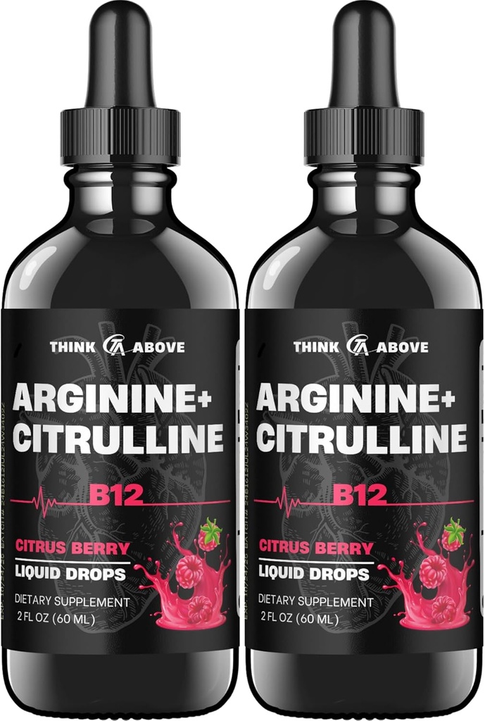 L-Arginina + L-Citrulline + B12 Liquid Drops, Citrus Berry Flavor, 2 fl oz, Pack de 2