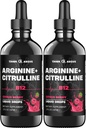 L-Arginina + L-Citrulline + B12 Liquid Drops, Citrus Berry Flavor, 2 fl oz, Pack de 2