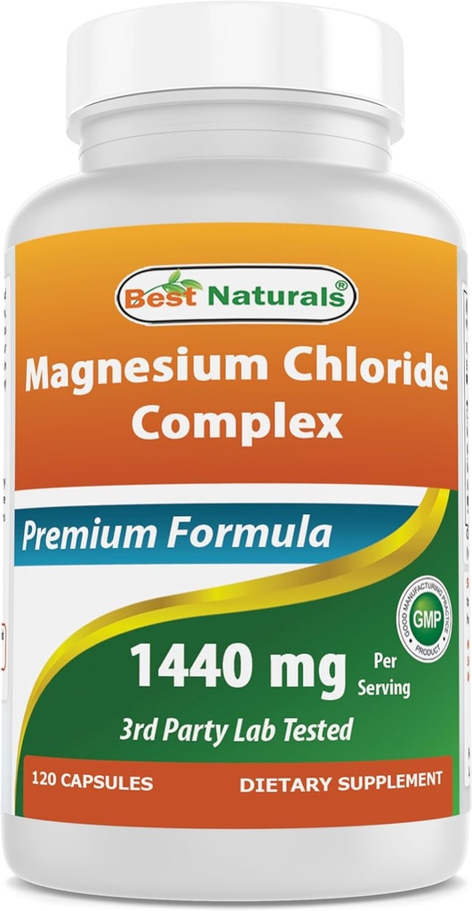 Mejores Naturales Magnesium Chloride (Cloruro De Magnesio) Complejo 1440 mg por Serving - 120 cápsulas