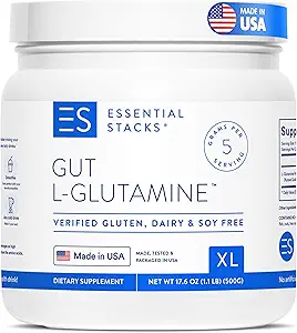 Esenciales Gut L-Glutamine Powder - Exclusivamente Hecho en Estados Unidos - Pure L Glutamine Powder for Gut Health (100 Servings, Unflavored)