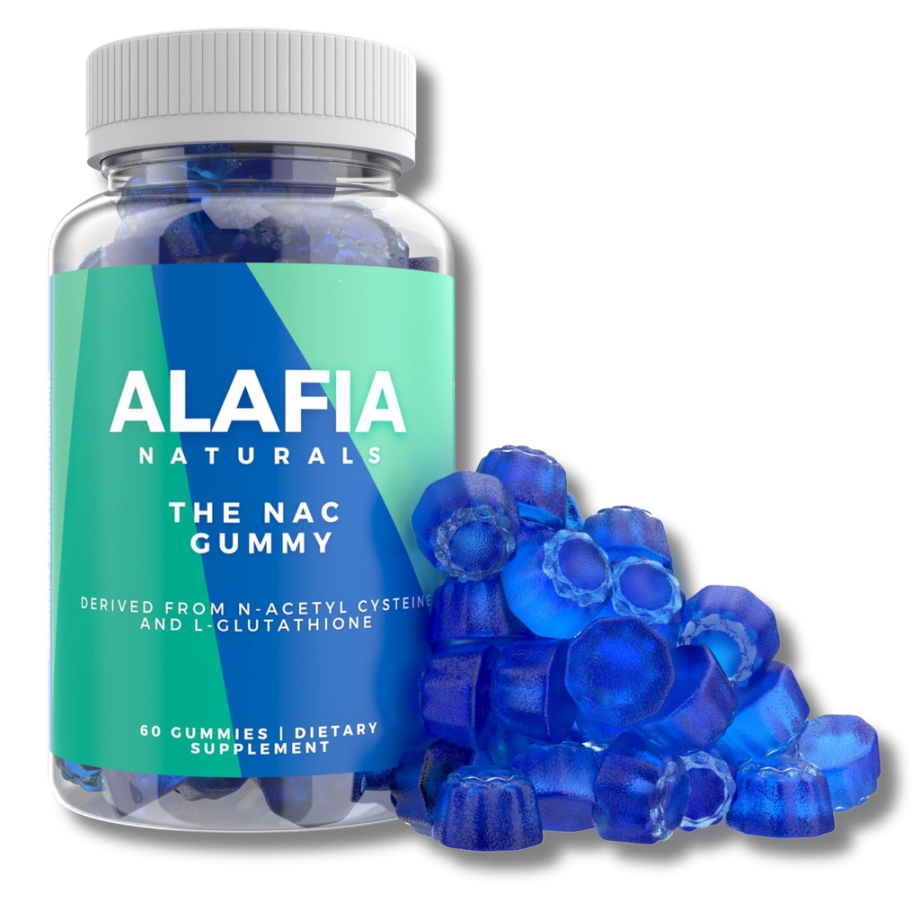 Alafia Naturals Sugar-Free NAC Gummies, NAC Supplement for Respiratory Health, Liver Detox & Cleanse, Kidney, Antioxidant Support, N-Acetyl Cysteine Supplement MCT-Oil Coated for Absorption Vegan 60ct