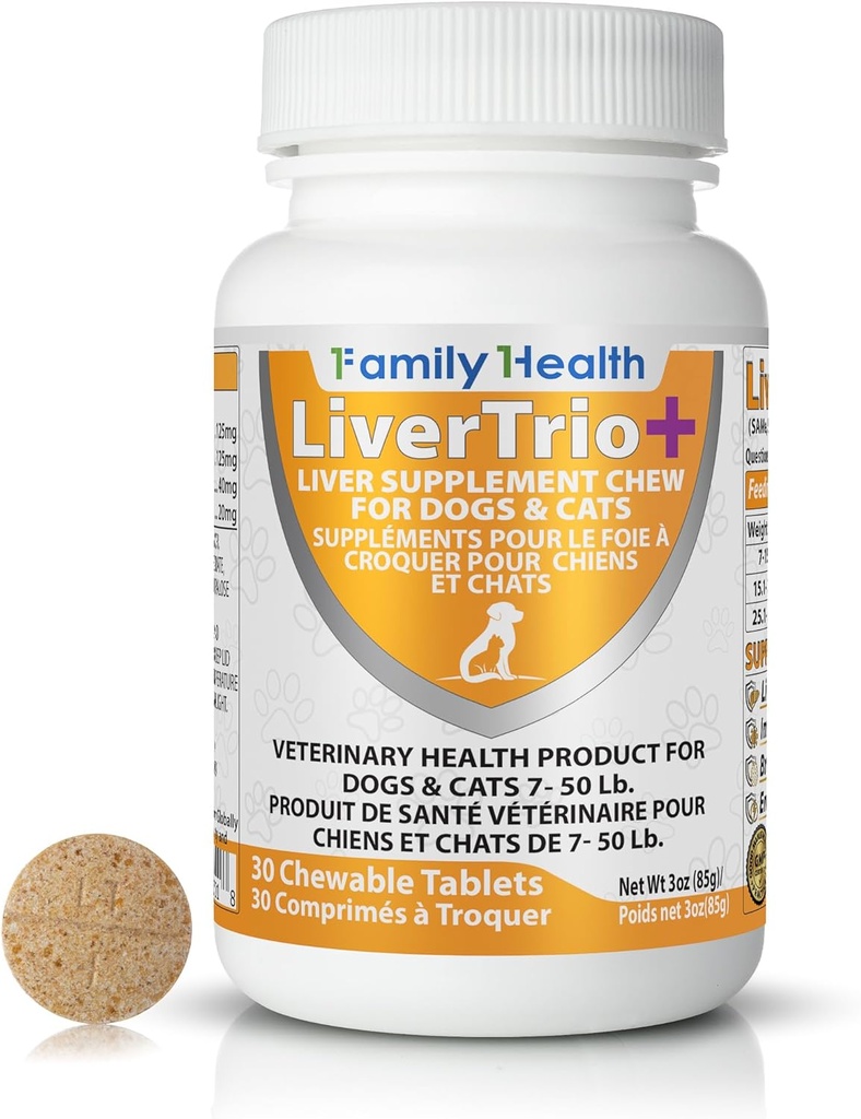 Suplemento completo de soporte para perros pequeños. Flavorful Chewable Tablets Combining Same, SPC, Silybin A+B, + Glutathione 30Ct (Small - Medium)