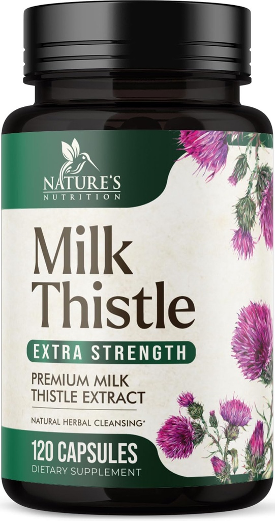 Milk Thistle Extract 1000mg - Liver Cleanse Detox &amp; Repair Formula with Dandelion Extract - Herbal Liver Supplement - Nature's Milk Thistle w/Silymarin Marianum, Supports Liver Health - 120 Capsules