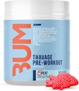 RAW Pre Workout Powder, Thavage (5 Peat, Red Gummy) - Chris Bumstead Sports Nutrition Supplement for Men &amp; Women - Cbum Pre Workout for Working Out, Hydration, Mental Focus & Energy - 40 Servings