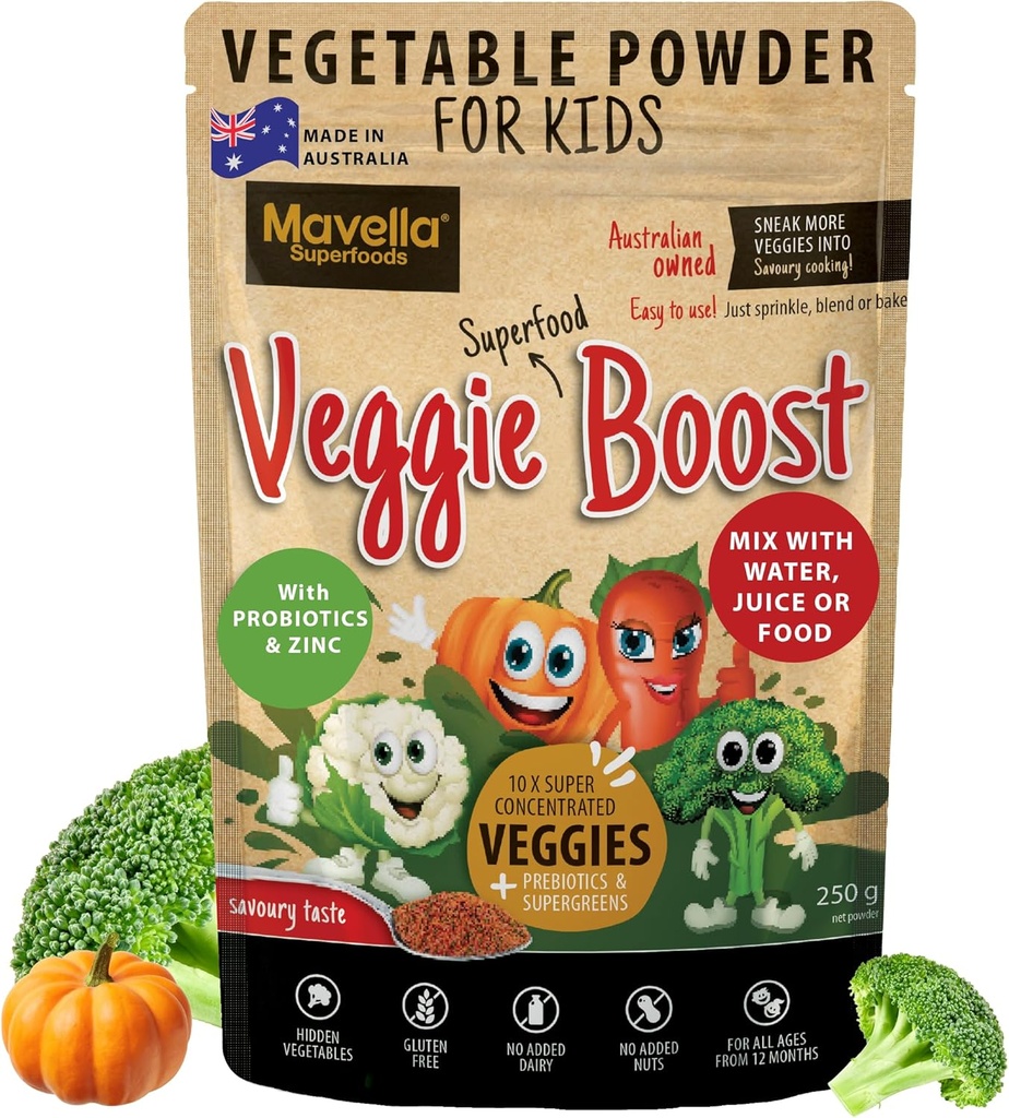 Vegetable Powder for Kids Veggie Boost Probiotics fibers Super Greens Pea Protein Nutritious Supplement Savoury Flavored 8.82oz(250g)