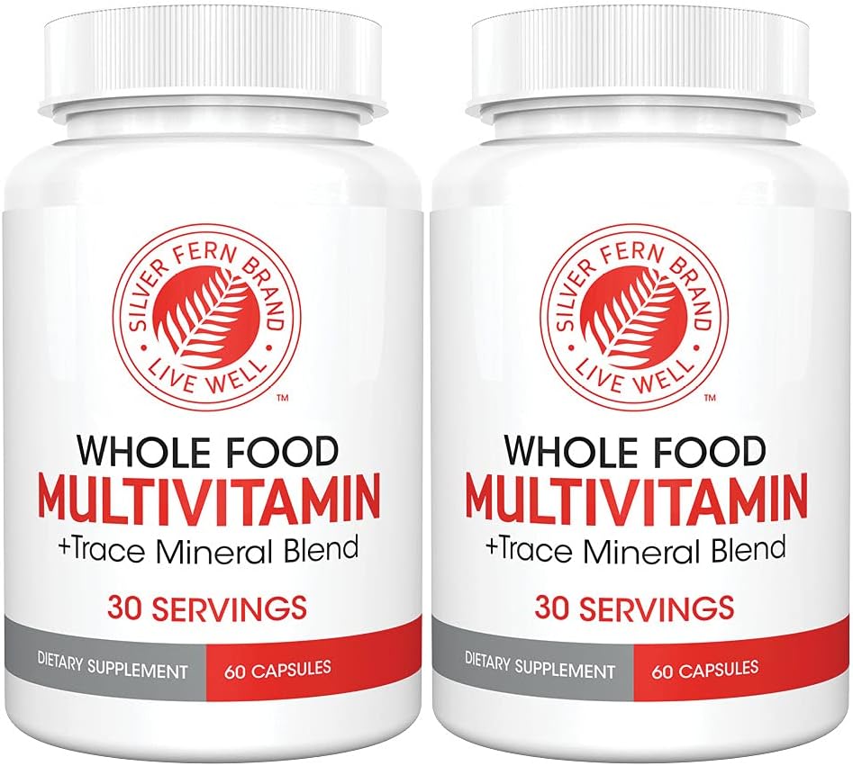 Fern de Plata Alimento completo Multi vitamina w/Trace Mineral Blend Suplemento - 2 Botellas - 60 Vegicaps Cada - 60 Day Supply - Natural, Non-GMO, Vegan, Multivitamínico para Mujeres - Zero Synthetics